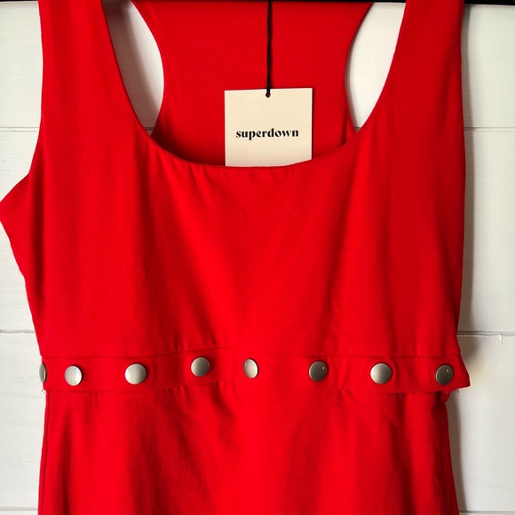 NWT superdown Gabby Snap Mini Dress in Red - Picture 5 of 8